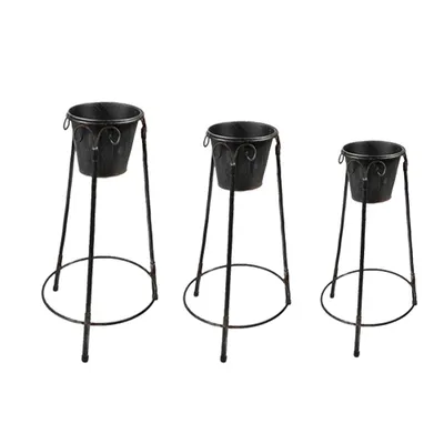 Produktbild von Clayre & Eef Blumentopf 3er Set Schwarz Eisen