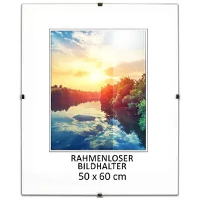 Obrázok produktu pre MG Design Bezrámový obrazový rám, 50 x 60 cm - s klipmi, akrylové sklo, HDF doska - na vertikálne alebo horizontálne zavesenie/postavenie