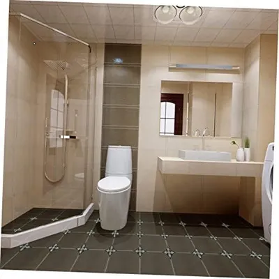 Produktbild von 21 rutschfeste, wasserfeste Fliesenaufkleber zur Selbstgestaltung für Wand und Boden im Badezimmer, abnehmbare retroartige diagonale Fliesenfolie mit Blumenmuster