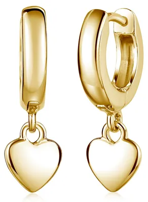 Produktbild von MATERIA by Matthias Wagner Kinder Creolen Gold mit Herz Anhänger Silber 925 vergoldet 12mm SO-24-Gold