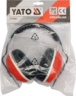 Produktbild von Yato YT-74621, Erwachsener, Schwarz, Rot, ABS, Schaum, Polyoxymethylen (POM), Polyvinylchlorid (PVC), Kopfband, 27 dB, EN 352-1:2002