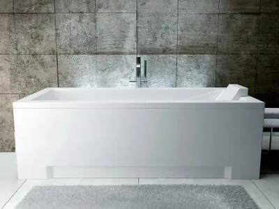 Image de Baignoire rectangulaire - 180 x 80 cm - sans Habillage - avec Pieds - Repose-tête - Vidage Chrome - MODERN