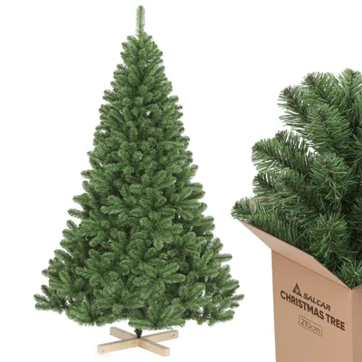 Produktbild von Salcar Weihnachtsbaum Künstlich Tannenbaum 210 cm Kunstbaum Christbaum mit Holzständer