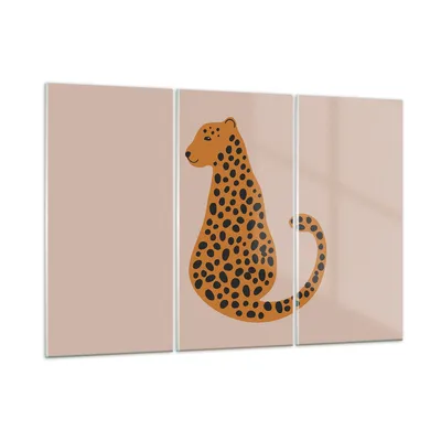 Produktbild von Bilder auf glas - 3 Teile - Panther Grafik Leopard - 105x70cm - Glasbilder - Wandbilder - Bilder - zum Aufhängen bereit - Wanddekoration aus Glas - Glas Bilder - Wandbild auf Glas - GCE105x70-4893