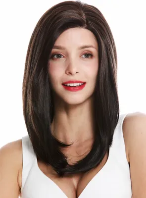 Produktbild von WIG ME UP Perücke Monofilament Lace-Front Seitenscheitel lang glatt Schwarzbraun Rotbraun Gesträhnt VK-19-MF