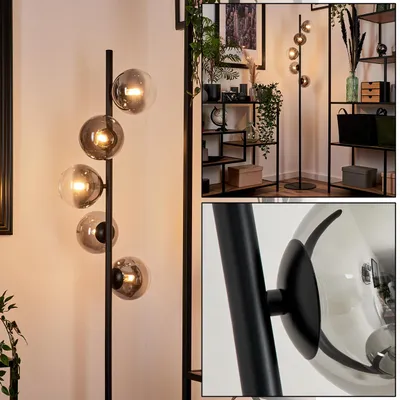 Produktbild von Garaguso Stehlampe aus Metall/Glas in Schwarz/Rauchfarben/Klar