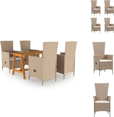 Image de vidaXL Ensemble de jardin 5 pièces Beige - Ensemble de meubles de jardin