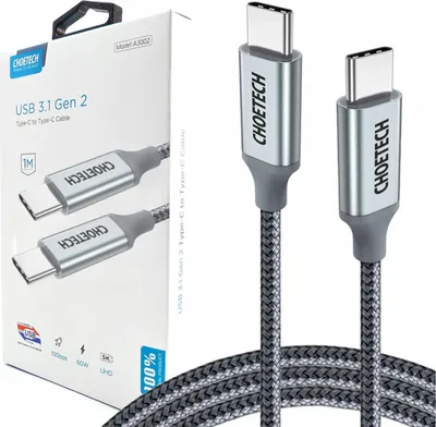 Image de Cable Choetech Xcc-1002-Gy Usb-C - Usb-C Pd Qc 100W 5A 480Mb/S 1.8M - Szary
