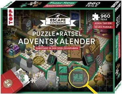 Produktbild von Puzzle-Rätsel-Adventskalender - Sabotage in der Spielzeugfabrik. 24 Puzzles mit insgesamt 960 Teilen