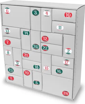 Produktbild von itenga SET Adventskalender zum Füllen Quader Mix (weiß) + Sticker Z54