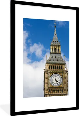 Produktbild von MuchoWow® Gerahmtes Poster Nahaufnahme des Uhrenturms von Big Ben in London 60x90 cm - Poster mit Schwarzem Bilderrahmen Wandposter Rahmen Foto Bilder - Dekoration - Wandposter Wohnzimmer - Hochwertig