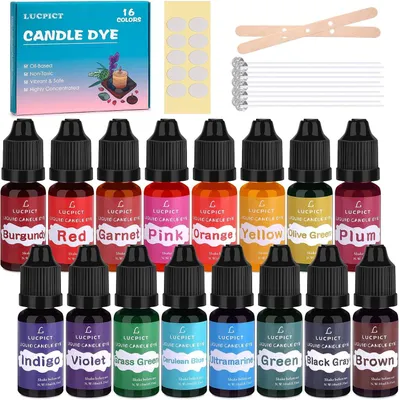 Immagine prodotto di Colorante per cera d'api – 16 colori, colorante liquido per cera per la produzione di candele, colorante a base di olio per cera di soia, B