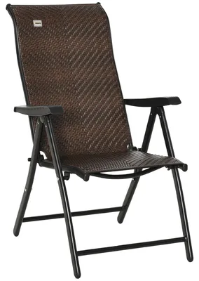 Produktbild von Polyrattan Klappstuhl mit Armlehne, 7-stufig verstellbar, Brown