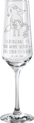 Produktbild von Mr. & Mrs. Panda Glas Fuchs Weihnachten - Transparent - Geschenk, Sektglas, Nikolaus, Sektflöte, Champagnerglas, Weihnachtsmann, Heiligabend, Winter, Füchse, Trinkglas