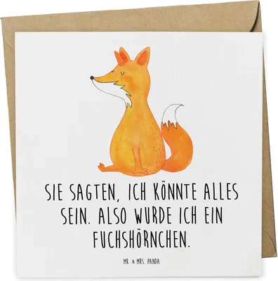 Produktbild von Mr. & Mrs. Panda Grußkarte Einhorn Wunsch - Weiß - Geschenk, Fuchs, anlasskarte, Füchse, Glückwunschkarte, Unicorn, Klappkarte, Fuchshörnchen, doppelkarte, Unicorns