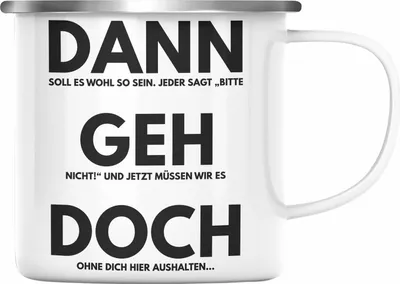 Produktbild von Trendation - Jobwechsel Emaille Tasse Geschenk Kollegin Kollege Lustig Abschiedsgeschenk Sprüche Dann Geh Doch Abschied Neuer Job (Silber)