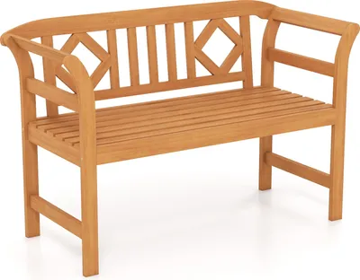 Produktbild von COSTWAY Gartenbank, 2-Sitzer Friesenbank wetterfest, Holzbank aus Akazienholz, Sitzbank Parkbank mit Armlehnen, Balkonbank bis 360 kg, Rhombus