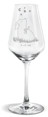 Produktbild von Mr. & Mrs. Panda Weißwein Glas Schwein Glück - Transparent - Geschenk, Motivation, Kelch, Träume, Weißweinkelch, Glücksbringer, Weinglas, Sterne, Ziele, Lustige Sprüche