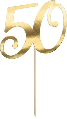 Immagine prodotto di Decorazione per torta "50" dorata - Grande decorazione a forma di numero 50 per torte