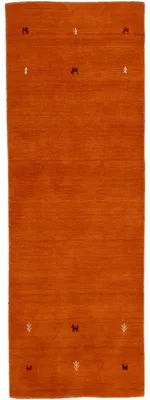Image de carpetfine Tapis de laine Gabbeh Uni couloir Orange 75x240 cm | Tapis moderne pour le salon et la chambre à coucher