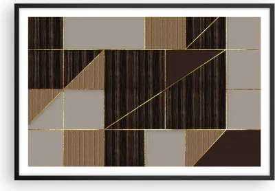 Produktbild von Gerahmtes Poster - Schwarzer Rahmen - Rechtecke Quadrate Braun - 91,5x61 cm - Wand Bild - Wanddeko - Wandbilder - Kunstposter - Wandposter - Bilderrahmen - Bilder - Kunstdruck - P2BAA91x61-4610