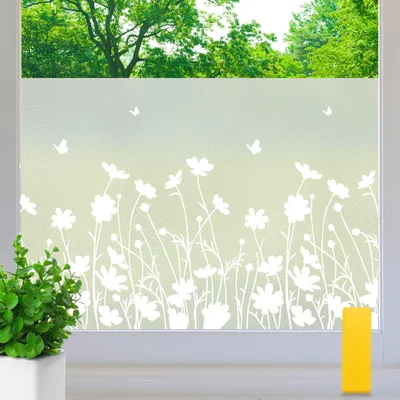 Sichtschutz-Fensterfolie Blumen, 59,5x200 cm, statisch haftend