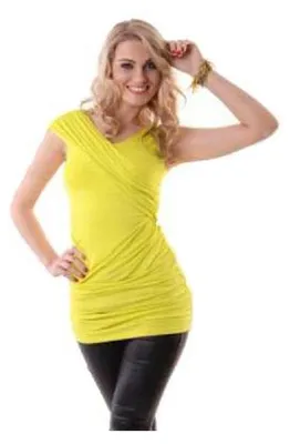 Produktbild von Damen Longshirt Wickeloberteil;Gr. S/M, Gelb
