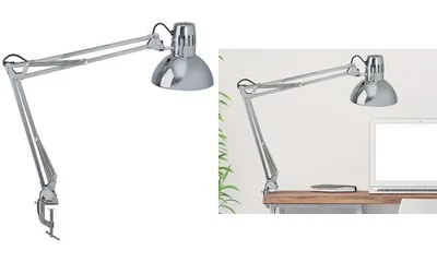 Immagine prodotto di MAUL lampada da tavolo MAULstudy E27 senza lampadina base a morsetto argento