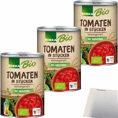 Produktbild von Edeka  Tomaten gehackt in Stücken mit Kräutern 3er Pack (3x400g Dose) + usy Block