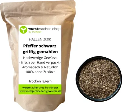 Produktbild von Pfeffer schwarz griffig gemahlen 1 kg - Spitzenqualität "eigene Mahlung" | wurstmacher-shop
