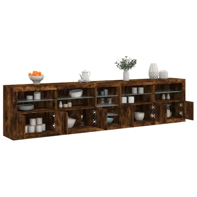 Image de vidaXL Sideboard avec lampes LED chêne fumé 283x37x67 cm