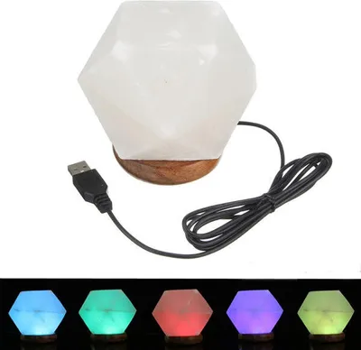 Productafbeelding van Natuurlijke kristalrots USB zoutlamp met kleurrijke LED-verlichting, decoratief nachtlampje
