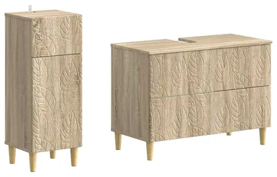 Image de vidaXL Ensemble de deux meubles de salle de bain, modèle DELFT, en chêne Sonoma