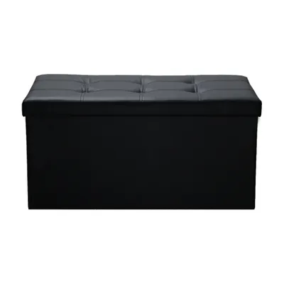 Obrázok produktu pre Wolketon lavica stolička skladacie sedadlo truhla sedadlo box s úložným priestorom čierna nosnosť 300 kg, 76 * 38 * 38cm