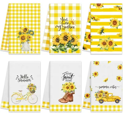 Immagine prodotto di Oudain, 6 strofinacci in cotone a forma di girasole, altamente assorbenti, riutilizzabili