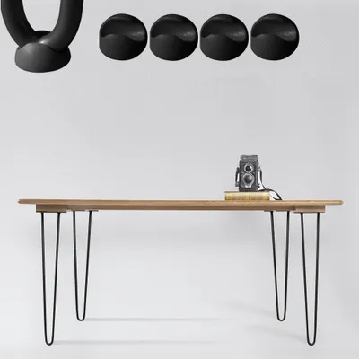 Immagine prodotto di Mucola Gambe del tavolo Set di 4 gambe a forcina Telaio del tavolo Pattini del tavolo da pranzo gamba - Nero 2 puntoni 45CM