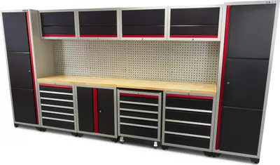 Produktbild von HBM Professional Deluxe Modul-Werkstattsystem, 16-teilig, schwarz-rot