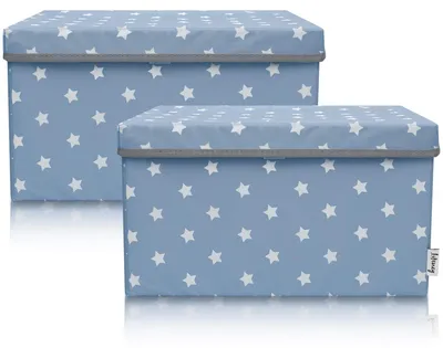 Produktbild von Lifeney 2-Set Aufbewahrungsbox Kinder (37x25x21cm) I Aufbewahrungskorb für Kinderzimmer und Wohnbereich I Kinder Aufbewahrungskiste (Türkis Stern)