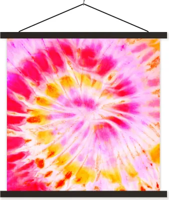 Produktbild von MuchoWow® Textilposter Krawattenfärbung - Rosa - Lila 90x90 cm mit schwarzem Rahmen - Magnetisches