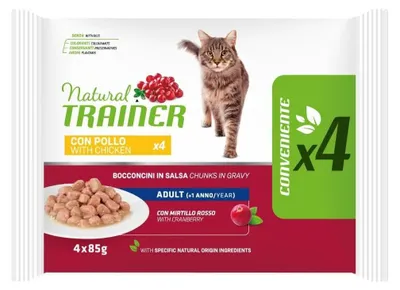 Productafbeelding van Natuurlijk voer voor volwassen katten met kip, 4-pack (4 x 85 gram)