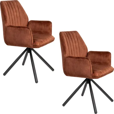Produktbild von Housecraft Living Jamie Esszimmerstuhl mit Armlehne Braun - 2 er Set