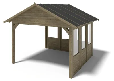 Produktbild von Gartenlaube Gartenpavillon 4.04x4.04m mit Paneelen - Imprägniert