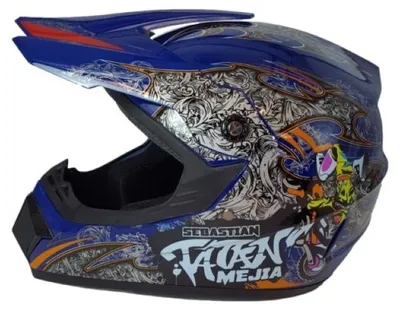 Produktbild von Crosshelm Helm Kinderhelm Motorradhelm Motocross Motorrad Mejia Blau Größe: XL
