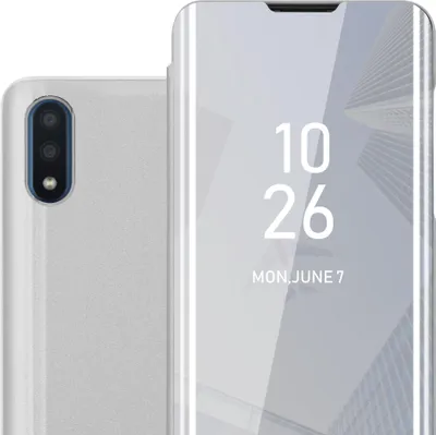 Immagine prodotto di Cadorabo custodia per telefono cellulare per Samsung Galaxy A01 in argento copertura posteriore copertura protettiva copertura libro custodia libretto