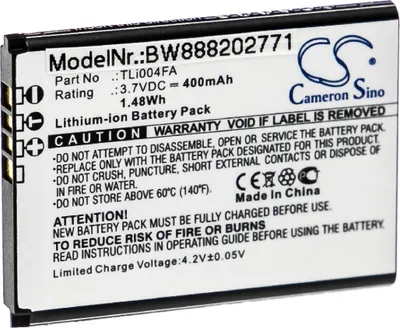 Produktbild von vhbw Akku kompatibel mit Alcatel OneTouch 1046D, 1035D, 1013X Handy Smartphone Telefon (400 mAh, 3,7 V, Li-Ion)