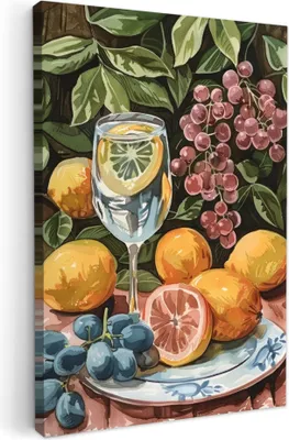 Produktbild von MuchoWow® - Leinwandbilder - Stilleben - Zitrone - Obst - Sommer - Vintage, Wandbild, Wanddeko Bilder Wohnzimmer, 20x30 cm