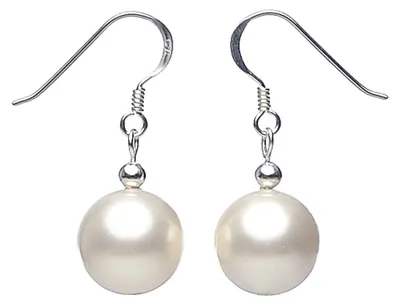 Produktbild von Ohrringe Ohrhänger Muschelkernperlen 10mm & 925 Silber weiß Ohrschmuck Perlen Damen