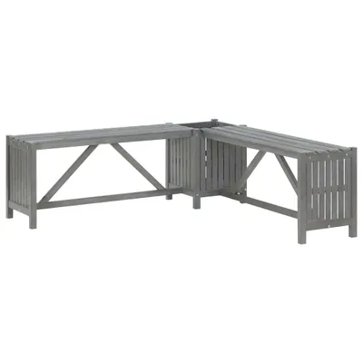 Produktbild von The Living Store Garten-Eckbank mit Pflanzkübel 117 cm Massivholz Akazie Grau