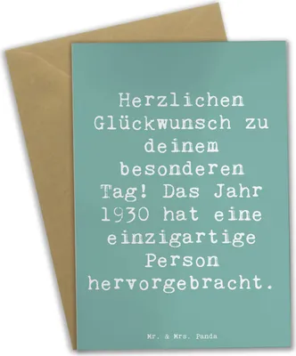 Produktbild von Mr. & Mrs. Panda Klappkarte Spruch 1930 Geburtstag - Meeresbrise - Geschenk, weihnachtskarten, Grußkarte, Geburtstagsgruß, feiern, neujahrskarte, besonderer Tag, Alter