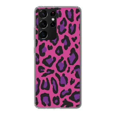 Produktbild von MuchoWow® Handyhülle Schutzhülle Hülle für Samsung Galaxy S21 Ultra Pantherdruck - Rosa - Lila Silikon Softcase Handy Hülle - Mobiltelefon